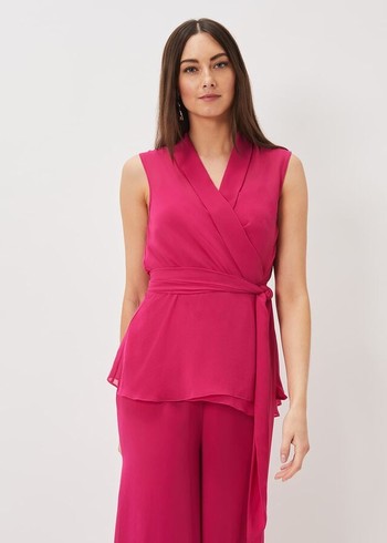 Phase Eight Florentine Sleeveless Wrap Shirts Pink Canada | WYLRNX-910